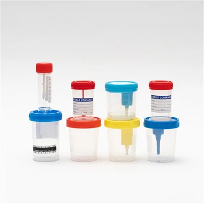 Gode ​​priser sterilt kvinnelig prøve prøve steril 30 ml 60 ml 100 ml plast sykehus engangs urin testinnsamlingsbeholder